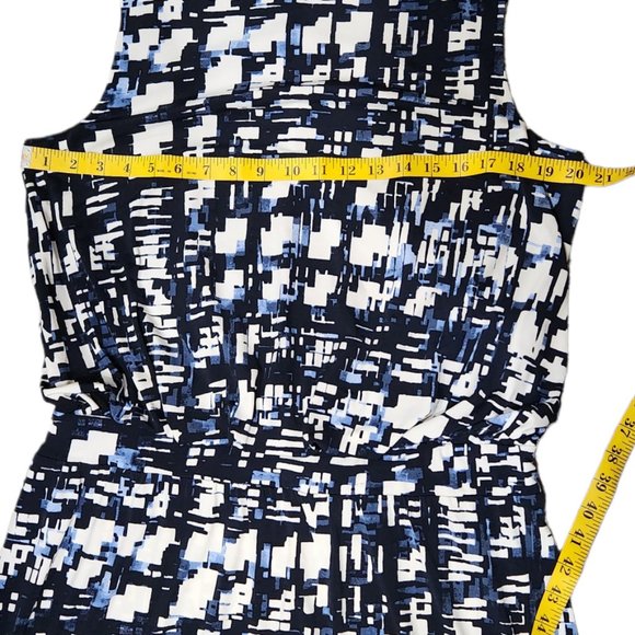 Ellen Tracy Blue Printed Midi Length Dress Size L - Picture 2 of 6